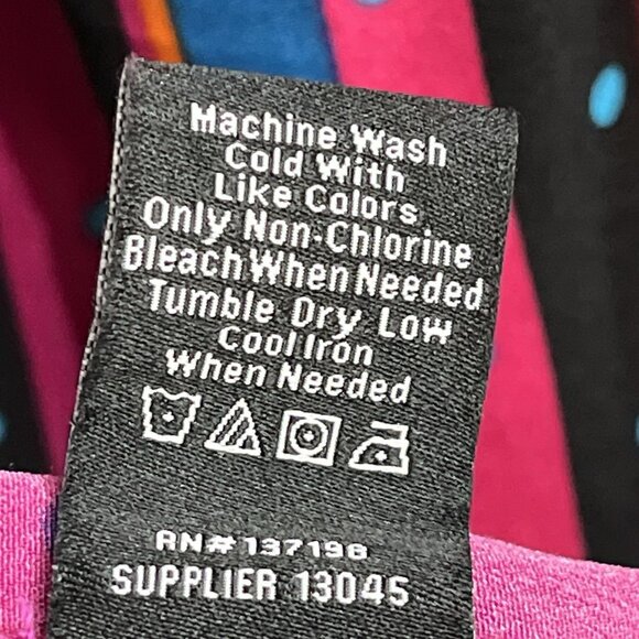 Abbott Elementary Dress Womens 1X Multi Color Striped Dots Button Down Midi - Picture 5 of 8